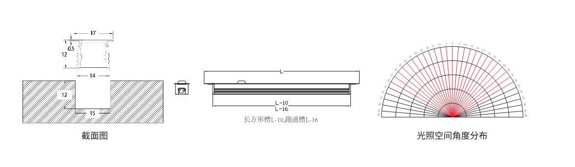 嵌入式线条灯C尺寸